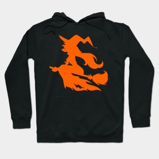 Halloween Witch Orange Silhouette Hoodie